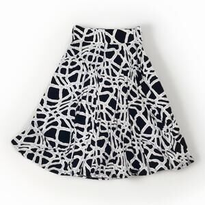 Worthington Women’s Large Black White Stretch Midi Skirt A-Line